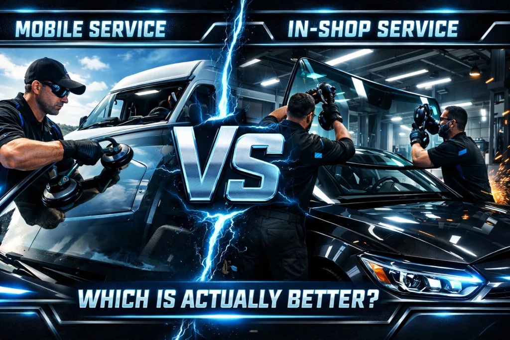 Mobile Replacement vs. In-Shop: Which Is Actually Better? mobile vs in shop